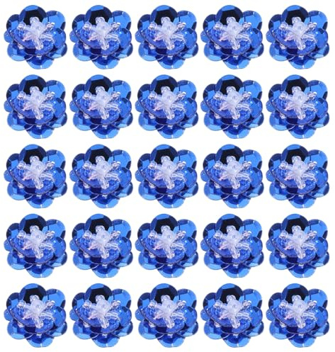 PATIKIL 50 Stück Pailletten Blumen Aufnäher 0,8/2cm Dunkelblau | Blumen Applikation, Mit Kristall Perlen, Zum Aufnähen auf Stoff Patch, Für Kleidung Schuhe Taschen Accessoirek
