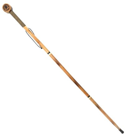 SE 55 Detachable Pine Wood Hiking Stick with Alaska State Design, Camera Mount, Wrapped Handle, and Paracord Wrist Strap