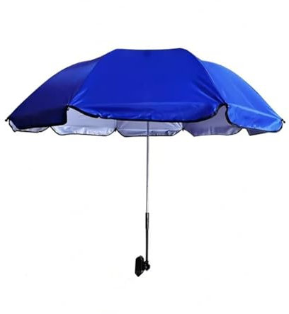 Sombrilla para silla de playa con accesorio de dirección, sombrilla de pesca para sillas de respaldo, adecuado para playa, cochecitos de bebé y sillas de jardín de patio, azul