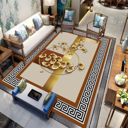 RUGMRZ Decoration Bedroom Teppich 200X250Cm Antirutschmatte 9 Dekoration Modern Wohnzimmer Traditionelles Arbeitszimmer Schlafzimmer Sofa Hausgebrauch Gold Schwarz