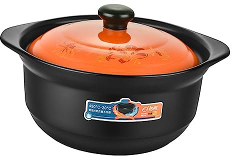 TOPPERFUN Cazuela De Cerámica Para Cocinar 1.8l, Olla Para Estofados Doméstica, Material Cerámico Resistente, Funcionalidad Para Estofado y Sopa, Adecuado Para 1-2 Personas, Uso Cocina Familiar
