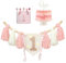 GlamRays Bannière Chaise Haute 1er Anniversaire Rose Décoration de Fête pour Fille Garçon Bébé Chambre d'enfant (avec Panneaux en Bois '1')