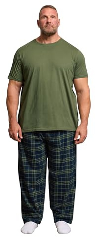 BadRhino Big & Tall Green Check Pyjama Set - Men's - Plus Size Curve