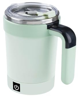 AMSLSIU Insulated Heat Preservation Mug with USB Charging Stainless Steel Straw Durable Automatic Magnetic Cup Self Stirring Mug, Green