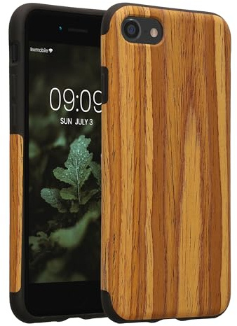 kwmobile Handyhülle für Apple iPhone 12 mini Hülle - Flexible TPU Schutzhülle mit echter Holzmaserung in Holz Maserung Vintage Braun