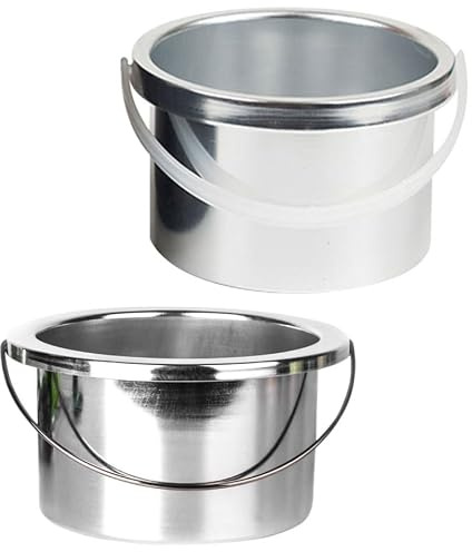 2 Pack Wax Warmer Replacement Pots 500cc Aluminum for Hair Removal | Home or Salon Use, Silver Finish, Handle Design, Simple Structure, Easy Demoulding, 600cc Option