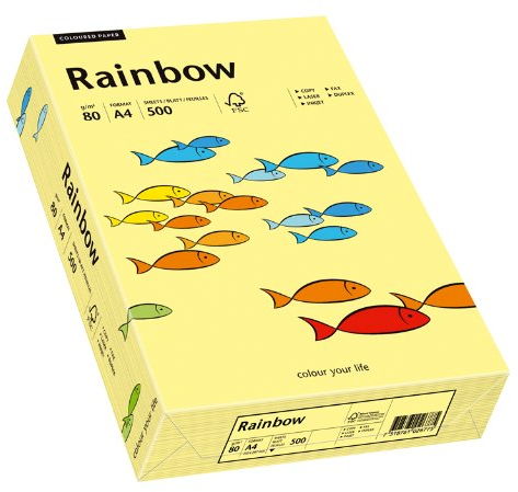 Papyrus 88042297 Druckerpapier, farbiges Kopierpapier, Bastelpapier Rainbow 80 g/m², A4 500 Blatt, matt, hellgelb