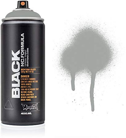 Montana Black Spray Paint, Matt Finish, 400ml Can, Colour: BLK7070 - Rhino