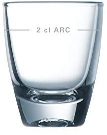 Arcoroc ARC 06553 Gin Schnapsglas, Shotglas, Stamper, 35ml, mit Füllstrich bei 2cl, Glas, transparent, 6 Stück