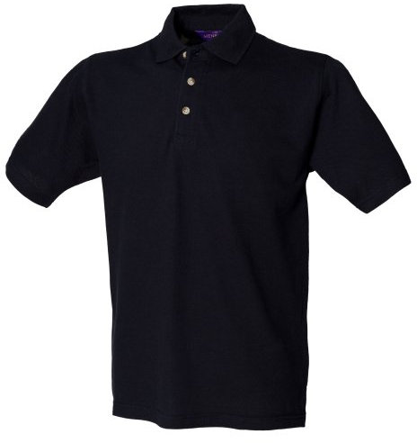 Henbury Mens Classic Plain Polo Shirt With Stand Up Collar (2XL) (Navy)