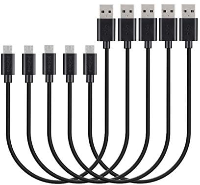 MaGeek® [Paquet de 5pcs 0.3m Court Micro USB Câbles Haute Vitesse USB 2.0 Sync et Charge pour Samsung, HTC, Sony, Motorola, LG, Google, Nokia (Noir)