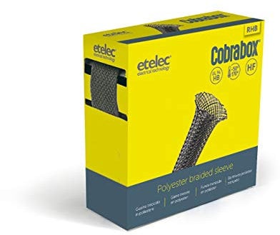 Etelec Kit COBRABOX Scatola Guaina Trecciata, Protezione Cavi Elettrici Elettronici Telefonici (Diametro 10 mm - 20 Metri)