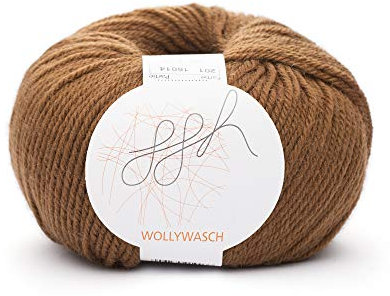 ggh Wollywasch - 100% Schurwolle (Superwash) - Wolle zum Stricken oder Häkeln - Lauflänge 125m auf 50g - Farbe 201 - Lederbraun