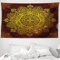 ABAKUHAUS Mandala Wandteppich und Tagesdecke, Oriental Snowflake Art aus Weiches Mikrofaser Stoff Waschbar ohne Verblassen Digitaldruck, 230 x 140 cm, Gelb Braun