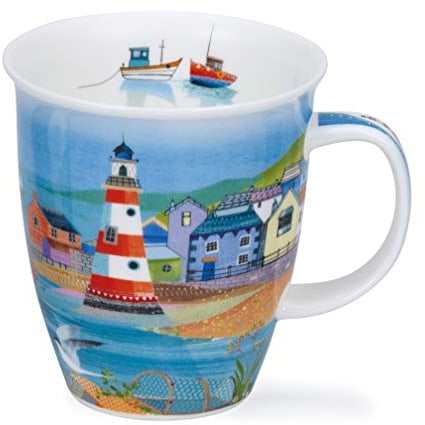 Dunoon Fine Bone China Mug Nevis Shape Made in England Dishwasher & Microwave Safe - Shoreline (Lighthouse)