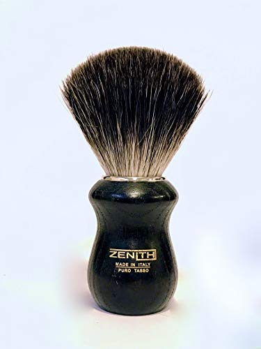 Zenith Barber Rasierpinsel mit 100% echtem Dachshaar - Dark Badger - Wenge Holzgriff - Made in Italien