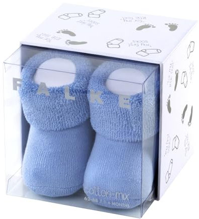 FALKE Erstling B So cotone tinta unita 1 paio, Calzini Unisex - Bimbi 0-24, Blu Crystal Blue 6290, 50-56