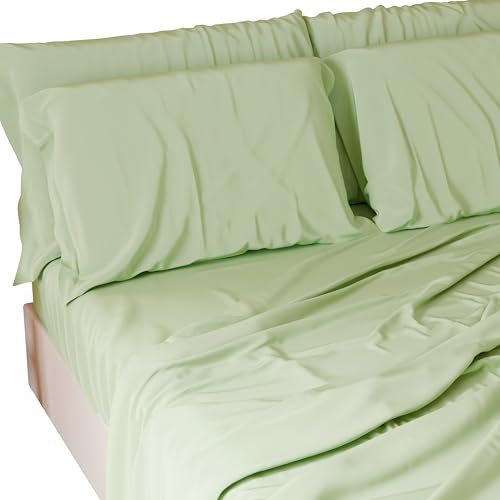 PETTI Artigiani Italiani - Set Lenzuola Singolo 3 Pezzi, Morbide e Traspiranti, Completo Letto con Lenzuolo Sopra, Lenzuolo Sotto con Angoli Elasticizzati e 1 Federa Lenzuola Salvia