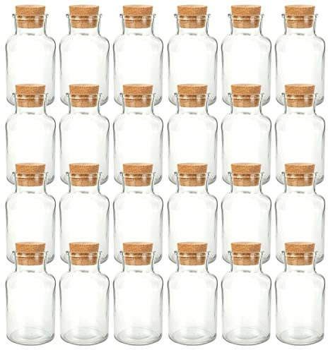 Schramm® Gewürzgläser 150 ml rund 10,3 x 5,8 cm wählbar 6, 12 oder 24 Stück mit Kork Verschluss inkl. Etiketten verschiedene Anzahl wählbar Aufbewahrungsgläser, Größe:24 Stück