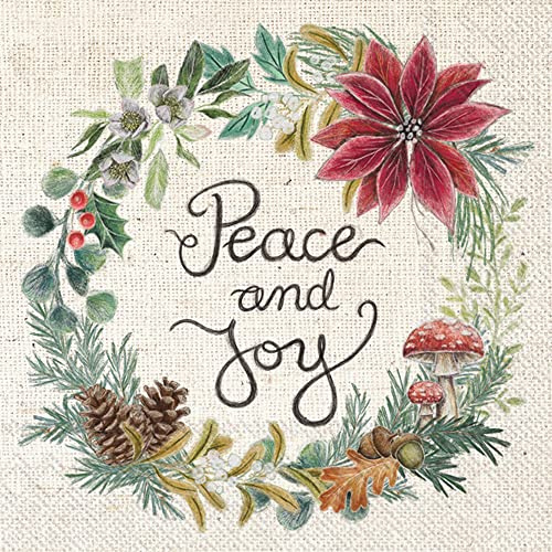 IHR Ideal Home Range - Papierservietten PEACE AND JOY linen 20 St. Cocktail-Servietten 25 cm x 25 cm