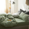 Michorinee Housse de Couette 220 x 240 cm Vert D'Été - Parure de Lit Adulte 2 Personnes avec Fermeture Éclair Sets de Housse Couette en Microfibre avec 2 Taie d'oreiller 65x65 cm