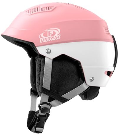 Findway Unisex Skihelm Damen Herren für Erwachsene Kinder Jugend mit Verstellbaren Belüftungsöffnungen, Kompatibel mit Skibrille für Brillenträger, Winter Outdoor Sport Snowboardhelm Rosa Weiß,L