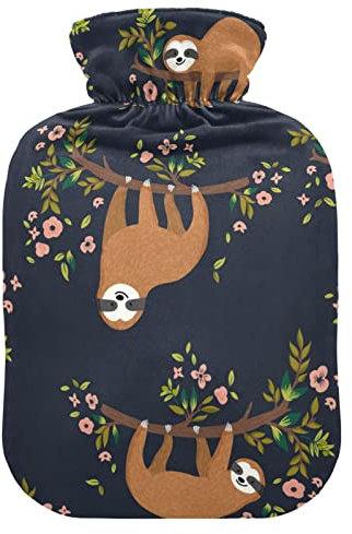 YOUJUNER Wärmflasche mit süßem Faultier-Muster Bezug 2 Liter großer Wärmbeutel warmer Komfort Handfüße Wärmer