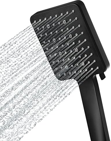 Newentor Cabezal de ducha, Alcachofa de ducha de lluvia, grande, de mano, de alta presión, XXL, para ahorro de agua, con 6 tipos de chorro (sin manguera), Negro