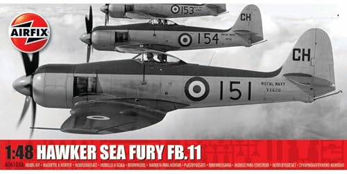Airfix Model Set - A06105A Hawker Sea Fury FB.II Model Building Kit - Plastic Model Plane Kits for Adults & Children 8+, Set Includes Sprues & Decals - 1:48 Scale Model
