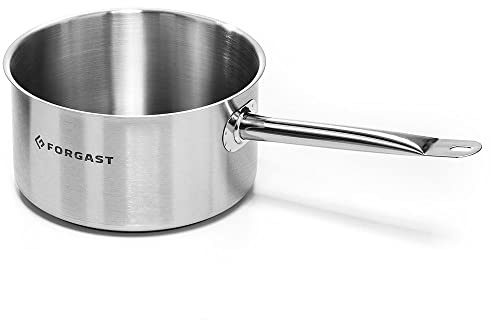 FORGAST Cacerola Acero Inoxidable 6L 24cm con Tapa, Olla Inducción | Base sándwich 3mm, olla grande profesional para sopa, mango frío, apto lavavajillas. Cazuelas universales de hostelería.