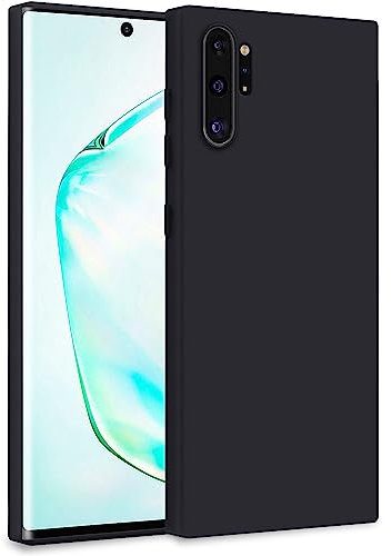 MyGadget Hülle für Samsung Galaxy Note 10 Plus - Zweilagige Handyhülle mit Kameraschutz - Cover mit Innenfutter & Silikon außen - Schwarz