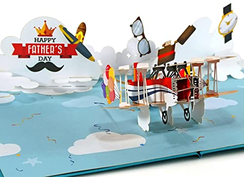 CUTPOPUP Flugzeug - Geburtstagskarten für Männer, Karte Vatertag, Geburtstagskarte Mann, Geburtstags-Pop-Up-Karte, 3D-Grußkarte Ehemann Ihn Junge Sohn Mann Vater (Plane) US8-27DE