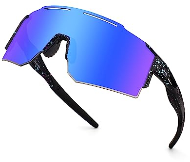 OULIQI Fahrradbrille Polarisierte Sonnenbrille,Sportbrillen Herren Damen UV400 Sportbrille Schnelle Brille OutdoorSportarten Fischen Radfahren Laufen (1 Linse)