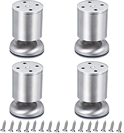 lyualma 4 Pièces Pieds de Meubles Pieds de Meuble Réglables 50 x 80 mm en Acier Inoxydable Brossé avec Tapis en Caoutchouc pour Meubles Canapé Placard Table