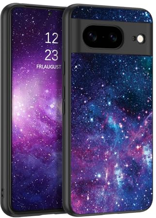 BENTOBEN Hülle für Google Pixel 8 - Leuchtende Handyhülle im Dunkeln, Slim Dünn Fluoreszenz Nebula Muster, PC Schale TPU Bumper Kratzfest Schutzhülle - Lila