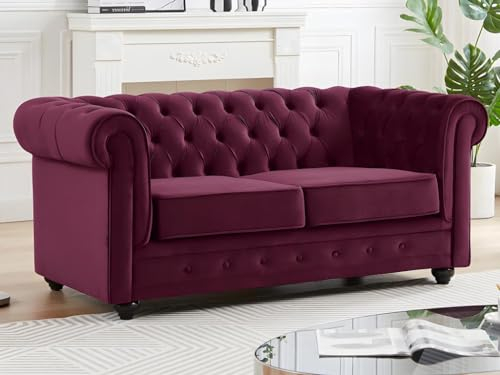 Vente-unique-Sofa 2-Sitzer - Samt - Purpur - Chesterfield