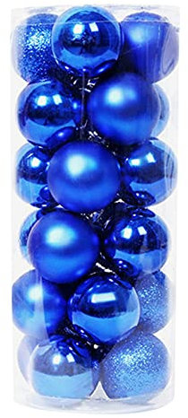 Weihnachtskugel Ornamente Kugeln Ornaments 24PC Weihnachtsbaum Baumschmuck Bälle Weihnachtsschmuck Weihnachtskugel Wohnkultur Bett Organizer Einhängen Weihnachtsdeko Kugeln für (Blue, One Size)