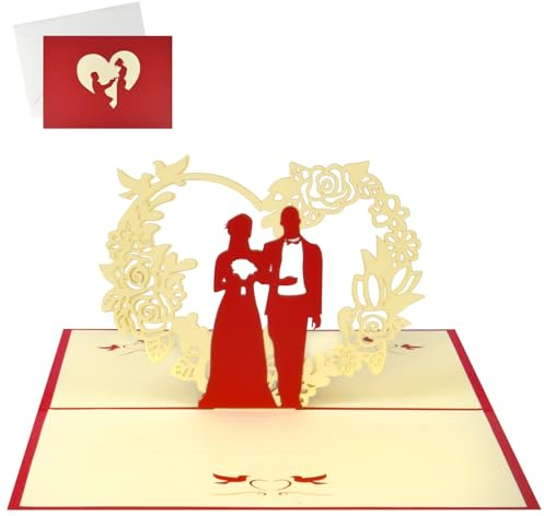 Vicloon Hochzeitskarte mit Umschlag, 3D-Grußkarte Einladungskarten, Valentinstagsgeschenk, Pocketfold Karte Hochzeit Freundinnen Geschenk Glückwunschkarte Für Freundin, Ehefrau