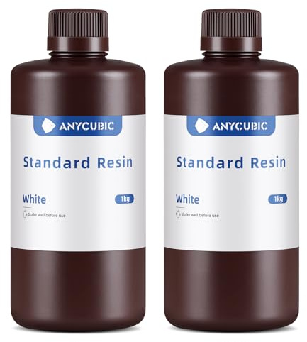 ANYCUBIC Standard 3D Printer Resin, 2000g, White | LCD UV 405nm Rapid Photopolymer 3D Resin for 6K/8K/12K/14K LCD 3D Printers