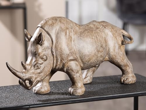 Casablanca große Deko Figur XL Nashorn - Dekoration Geschenk Tierfigur Wildtier Skulptur Rhino Braun - Breite 57 cm