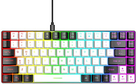 SYH&AQYE 84 Keys Hot Swappable Wired Mechanical Keyboard, 80% Mechanical Gaming Keyboard, RGB Backlit Ultra Compact Keyboard for Desktop PC Computer, Laptop Gamer(White)