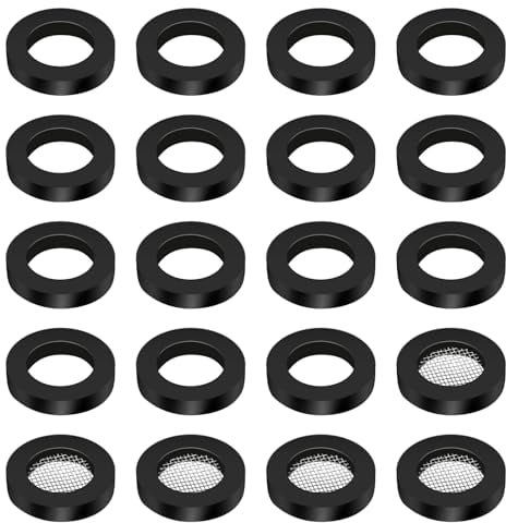 5 Stück Duschkopf Dichtung mit Drahtgeflecht 15 Stück Gummi Scheibe Schwarz O Ring Filternetz Edelstahl Schlauchdichtung Dichtung Gummidichtring mit Sieb für 1/2 Zoll Dusch Brausekopf