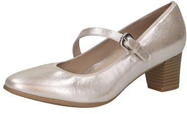 CAPRICE Damen Pumps aus Leder mit Riemen, Beige (Taupe Metallic), 40 EU