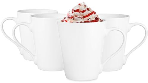 Glasmark KROSNO 1992 Tazza in ceramica Set da 4 tazze da caffè da 300 ml Tazza da caffè Tazza da tè Tazze da tè Lavabile in lavastoviglie Bianco Maja