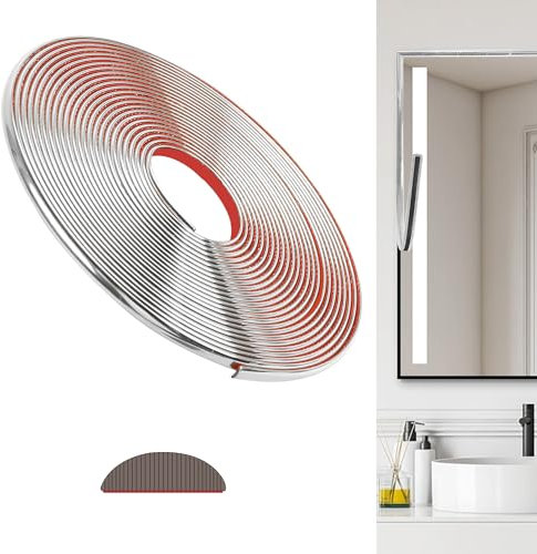 JUNART PVC Baguette de Finition, Moulure Murale, Bande Décorative Flexible pour Murs, Plafonds, Sols, Armoires, Carrelages, Miroirs(1000cm,Argent)