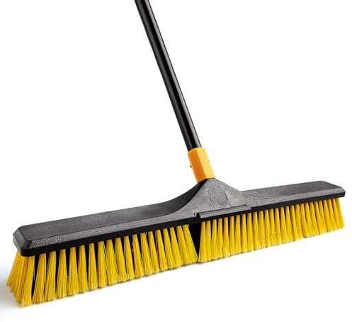 Yocada Escoba de 61 cm para Exteriores, Resistente Cepillo para Exteriores, cerdas rígidas para Limpiar Patios, garajes, Cubiertas, hormigón, Madera, Piedra, Azulejos, Suelo, 165,88 cm de Largo