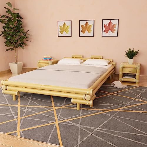 NQJIBUE Beds & Accessories Bettgestell Bambus 140x200 cm Betten & Bettrahmen