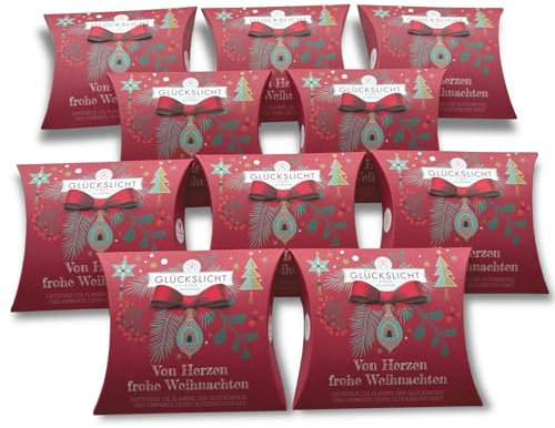 Glückslicht in der weihnachtlichen Geschenkbox mit der ausgestanzten Schleife | Edition Herzlich | Von Herzen frohe Weihnachten | 10er-Set