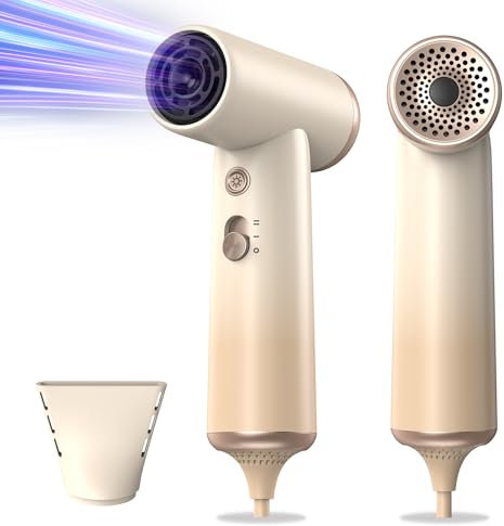 Super Mini 14CM Haartrockner mit Stylingdüse & Aufbewahrungstasche, Reisehaartrockner Schnelltrocknen Hair Dryer, Ultraleichter High Speed Fön für Zuhause, Reisen (4 Heiz- & 2 Geschwindigkeit)