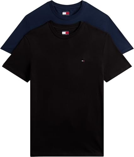 Tommy Jeans Herren TJM Xslim 2pack Jersey Tee EXT Dm0dm15381 S/S T-Shirt, Multi (Black/Dark Night Navy), XL EU